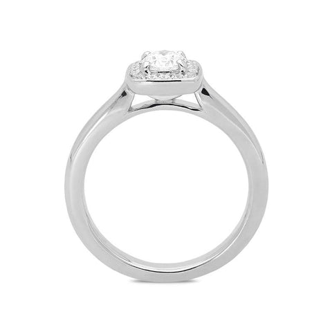 Platinum 0.38ct Diamond Brilliant Cut Cushion Halo Ring, FEU-1245. 