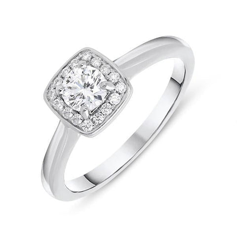 Platinum 0.38ct Diamond Round Brilliant Cut Halo Ring, FEU-618.