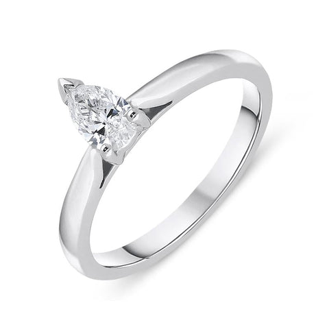 Platinum 0.40ct Diamond Pear Cut Solitaire Ring, FEU-1672.