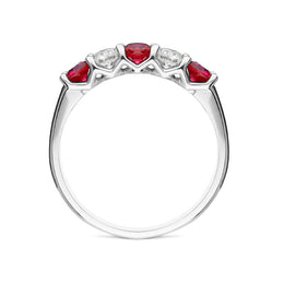 Platinum 0.46ct Ruby Diamond Half Eternity Ring FEU-2040