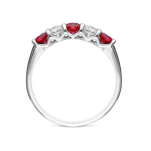 Platinum 0.46ct Ruby Diamond Half Eternity Ring FEU-2040