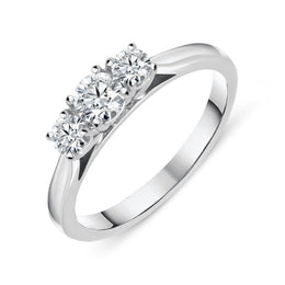 Platinum 0.50ct Diamond Brilliant Cut Trilogy Ring FEU-2196