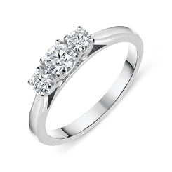 Platinum 0.50ct Diamond Brilliant Cut Trilogy Ring FEU-2208
