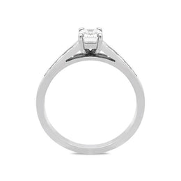 Platinum 0.50ct Diamond Emerald Cut Graduating Ring, FEU-630. 