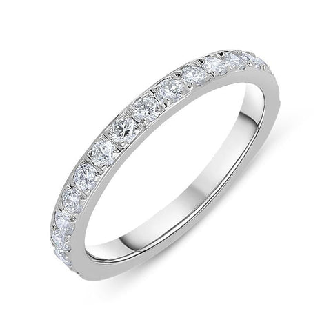 Platinum 0.50ct Diamond Half Eternity Wedding Band Ring, BNN-089.