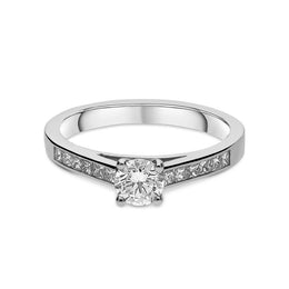Platinum 0.50ct Diamond Princess Cut Channel Set Shoulder Solitaire Ring. 18701