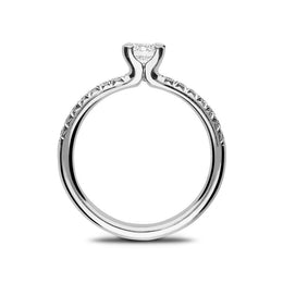 Platinum 0.50ct Diamond Round Brilliant Shoulder Solitaire Ring. FEU-1586.