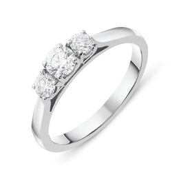Platinum 0.52ct Diamond Brilliant Cut Trilogy Ring, FEU-1412.