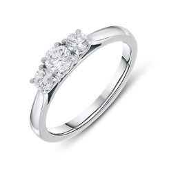 Platinum 0.52ct Diamond Brilliant Cut Trilogy Ring, FEU-600.