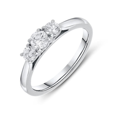 Platinum 0.52ct Diamond Brilliant Cut Trilogy Ring, FEU-600.