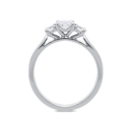 Platinum 0.58ct Diamond Oval Cut Trilogy Ring, FEU-597.