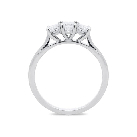 Platinum 0.77ct Diamond Princess Cut Trilogy Ring, FEU-1764.