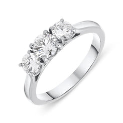 Platinum 1.01ct Diamond Brilliant Cut Trilogy Ring, FEU-1771.