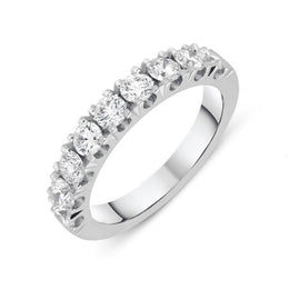 Platinum 1.07ct Diamond Brilliant Cut Half Eternity Ring, FEU-1697.