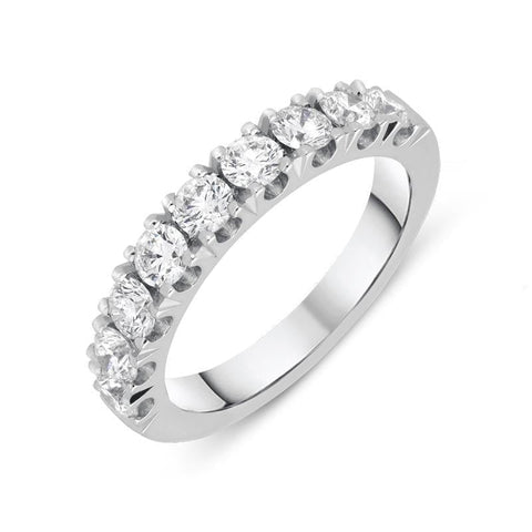 Platinum 1.07ct Diamond Brilliant Cut Half Eternity Ring, FEU-1697.