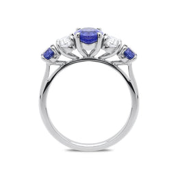 Platinum 1.99ct Sapphire Diamond Oval Five Stone Ring
