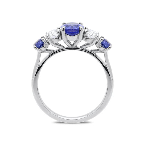Platinum 1.99ct Sapphire Diamond Oval Five Stone Ring