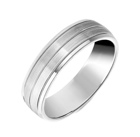 Platinum Engraved Satin Wedding Ring, BNN-262.