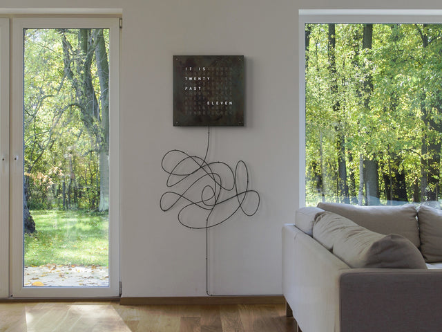 QLOCKTWO Earth 45 Creators Edition Raw Iron Wall Clock