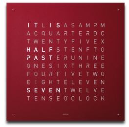 QLOCKTWO Earth 45 Red Velvet Wall Clock QT4ENRRVC