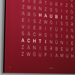 QLOCKTWO Earth 45 Red Velvet Wall Clock Watch