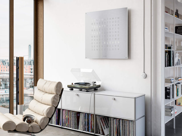 QLOCKTWO Earth 90 Stainless Steel Wall Clock Watch