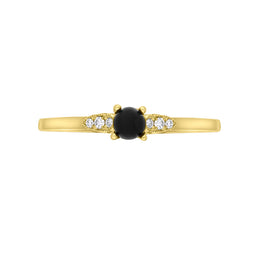 18ct Yellow Gold Diamond and Whitby Jet 6 Stone Ring