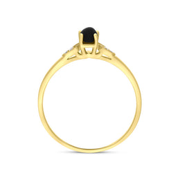 18ct Yellow Gold Diamond and Whitby Jet 6 Stone Ring