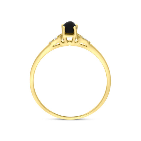 18ct Yellow Gold Diamond and Whitby Jet 6 Stone Ring