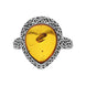 Sterling Silver Cognac Amber Basket Weave Edge Pear Ring, R1207_C