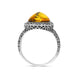 Sterling Silver Cognac Amber Basket Weave Edge Pear Ring, R1207_C