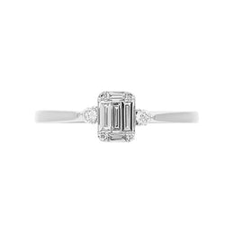 18ct White Gold 0.18ct Diamond Round and Baguette Cut Ring