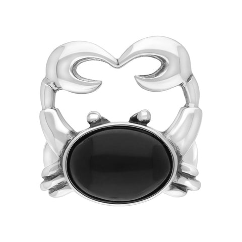 Sterling Silver and Whitby jet Oval Crab Ring