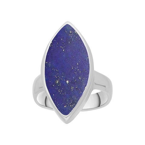 Sterling Silver Lapis Lazuli Marquise Ring, R837.