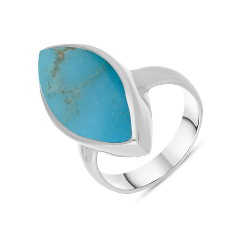 Sterling Silver Turquoise Marquise Ring, R837.