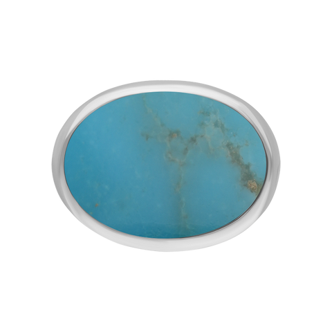 Sterling Silver Turquoise Wide Oval Flow Ring, R839.