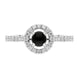 18ct White Gold Whitby Jet 0.33ct Diamond Round Halo Ring, R898.