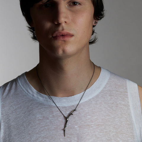 Shaun Leane Rose Thorn Sterling Silver Black Rhodium Single Drop Pendant