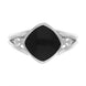 Sterling Silver Whitby Jet Cushion Cut Open Shank Unique Ring