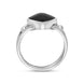 Sterling Silver Whitby Jet Cushion Cut Open Shank Unique Ring