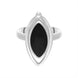 Sterling Silver Whitby Jet Marquise Open Edge Unique Ring