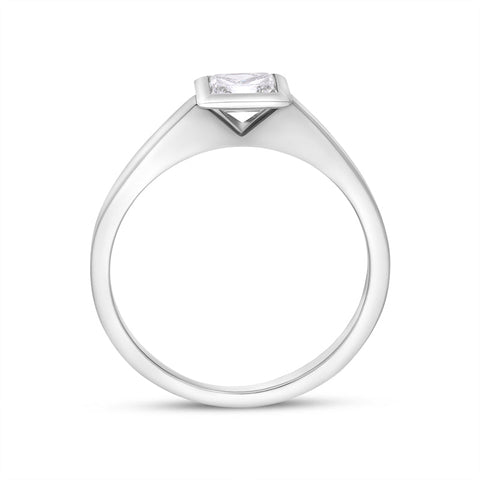 18ct White Gold 0.89ct Diamond Princess Cut Solitaire Ring - Size P