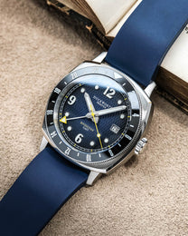 Duckworth Prestex Rivington GMT Blue Fume Blue Rubber Watch