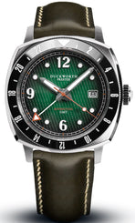 Duckworth Prestex Watch Rivington GMT Green Fume Olive Green Leather D489-04-E
