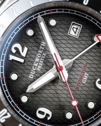 Duckworth Prestex Watch Rivington GMT Black Grey Fume Steel Bracelet