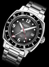 Duckworth Prestex Watch Rivington GMT Black Grey Fume Steel Bracelet