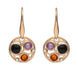 Rose Gold Vermeil Whitby Jet Amethyst Amber Bubble Drop Earrings, E2529.
