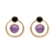 Rose Gold Vermeil Whitby Jet Amethyst Open Circle Stud Earrings E2495