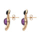 Rose Gold Vermeil Whitby Jet Amethyst Open Circle Stud Earrings E2495