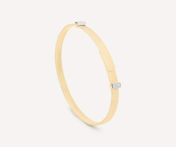 Marco Bicego Masai 18ct Yellow Gold Thin Coil 0.06ct Diamond Bangle